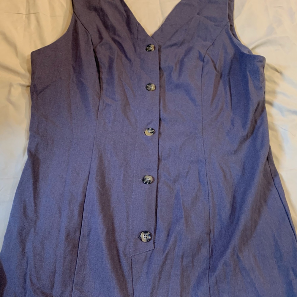 Sleeveless Navy Button-Front Romper - Picture 5 of 10